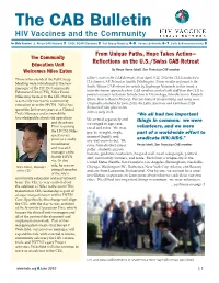 The CAB Bulletin HIV Vaccines and the Community in This Issue: S