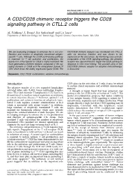 A CD2/CD28 Chimeric Receptor Triggers the CD28 Signaling Pathway in CTLL.2 Cells