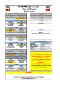 Calendriers U13F Phase 3