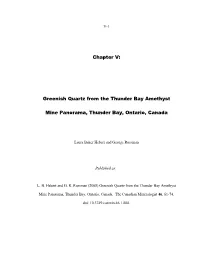 Chapter V: Greenish Quartz from the Thunder Bay Amethyst Mine