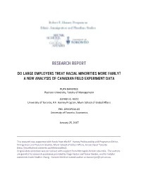 Do Large Employers Treat Racial Minorities More Fairly? a New Analysis of Canadian Field Experiment Data
