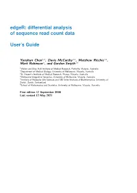 Edger: Differential Analysis of Sequence Read Count Data User's