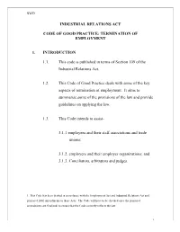 Industrial Relations Act Code of Good Practice