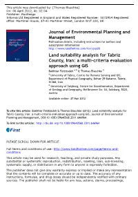 (2012): Land Suitability Analysis for Tabriz County, Iran: a Multi-Criteria