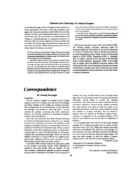 Correspondence