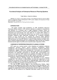 Functional Analysis of Enterprise Resource Planning Systems