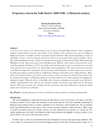 Proprietary Class in the Galle District (1880-1948): a Historical Analysis