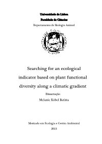 Searching for an Ecological Indicator Based on Plant Functional Diversity Along a Climatic Gradient