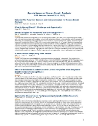 Special Issue on Human Breath Analysis IEEE Sensors Journal 2010, 10 (1)