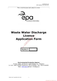Waste Water Discharge Licence Application Form