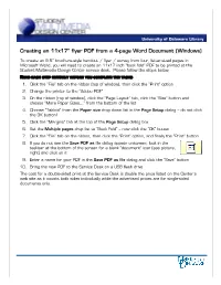 Creating an 11X17” Flyer PDF from a 4-Page Word Document (Windows)