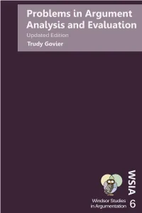 Problems in Argument Analysis and Evaluation