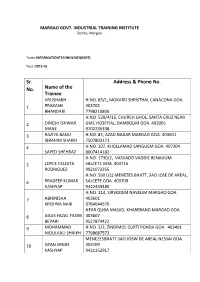 Sr. No. Name of the Trainee Address & Phone