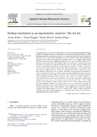 The Red Fox Applied Animal Behaviour Science