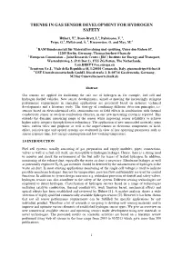 Trends in Gas Sensor Development for Hydrogen Safety