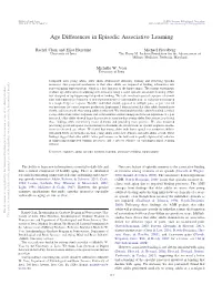 Age Differences in Episodic Associative Learning