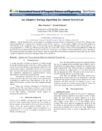 An Adaptive Sorting Algorithm for Almost Sorted List