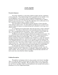 Genetic Algorithm by Ben Shedlofsky Executive Summary the Genetic