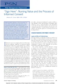 “Sign Here”: Nursing Value and the Process of Informed Consent