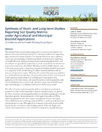 Synthesis of Short- and Long-Term Studies Reporting Soil Quality