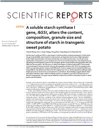 A Soluble Starch Synthase I Gene, Ibssi, Alters the Content, Composition, Granule Size and Structure of Starch in Transgenic