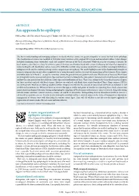 An Approach to Epilepsy