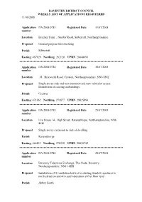 Daventry District Council Weekly List of Applications Registered 11/08/2008