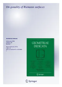 On Gonality of Riemann Surfaces