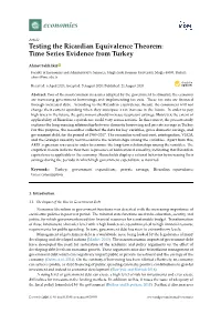 Testing the Ricardian Equivalence Theorem: Time Series Evidence from Turkey