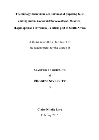 The Biology, Behaviour and Survival of Pupating False Codling Moth