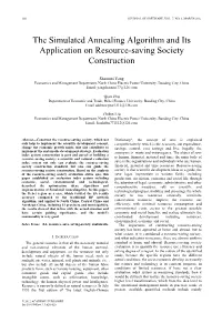The Simulated Annealing Algorithm and Its Application on Resource-Saving Society Construction