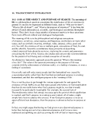 10. Transcendent Integration 10.1 God As the Object And