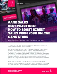 Game Sales Best Practices P1 Ebook