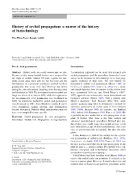 History of Orchid Propagation: a Mirror of the History of Biotechnology