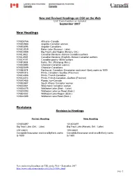New and Revised Headings on CSH on the Web LAC Control Numbers Are Included September 2007