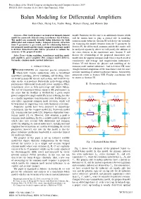 Published Articles Balun Modeling for Differential Amplifiers