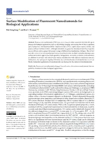 Surface Modification of Fluorescent Nanodiamonds for Biological