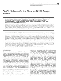 TAAR1 Modulates Cortical Glutamate NMDA Receptor Function