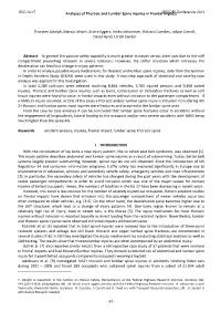 Analyses of Thoracic and Lumbar Spine Injuries in Frontal Impacts