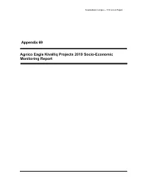 Appendix 69 Agnico Eagle Kivalliq Projects 2019 Socio-Economic Monitoring Report
