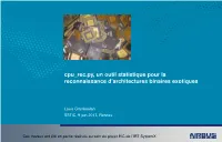 Cpu Rec.Py, Un Outil Statistique Pour La Reconnaissance D'architectures