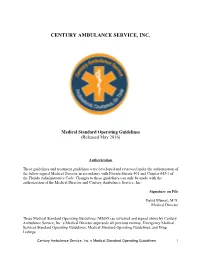 Medical Standard Operating Guidelines (Released May 2016)
