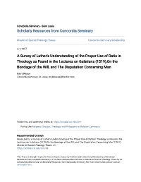 A Survey of Luther's Understanding of the Proper Use of Ratio in Theology As Found in the Lectures on Galatians