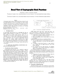 Broad View of Cryptographic Hash Functions