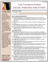 Code Compliance Checklist: Deck, Porch, Stairs, Guardrails