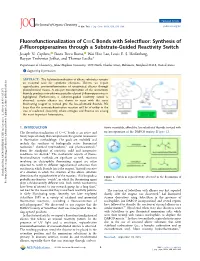 Fluorofunctionalization of C C Bonds with Selectfluor: Synthesis of Β