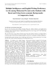 Multiple Intelligences and English Writing Proficiency Levels Among