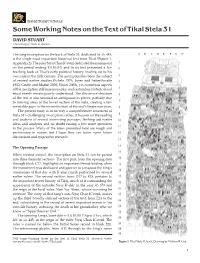 Some Working Notes on the Text of Tikal Stela 31