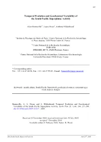 Temporal Evolution and Geochemical Variability of the South-Pacific Superplume Activity