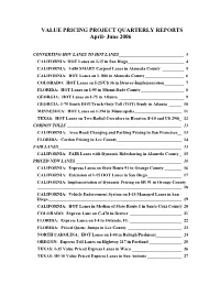 VALUE PRICING PROJECT QUARTERLY REPORTS April- June 2006